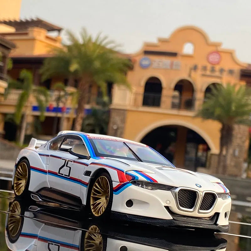 1:24 BMW CSL Alloy Track Racing Car Model Diecast Metal Toy Car Sports Model Simulation Sound and Light Collection Children Gift - IHavePaws