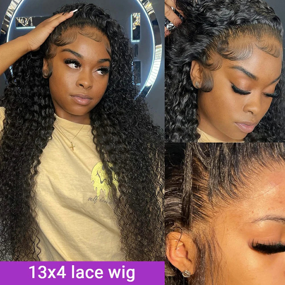 Deep Curly Lace Front Human Hair Wigs For Women PrePlucked Brazilian 13x4 13X6 Deep Wave Frontal Wig 4X4 Lace Closure Wig