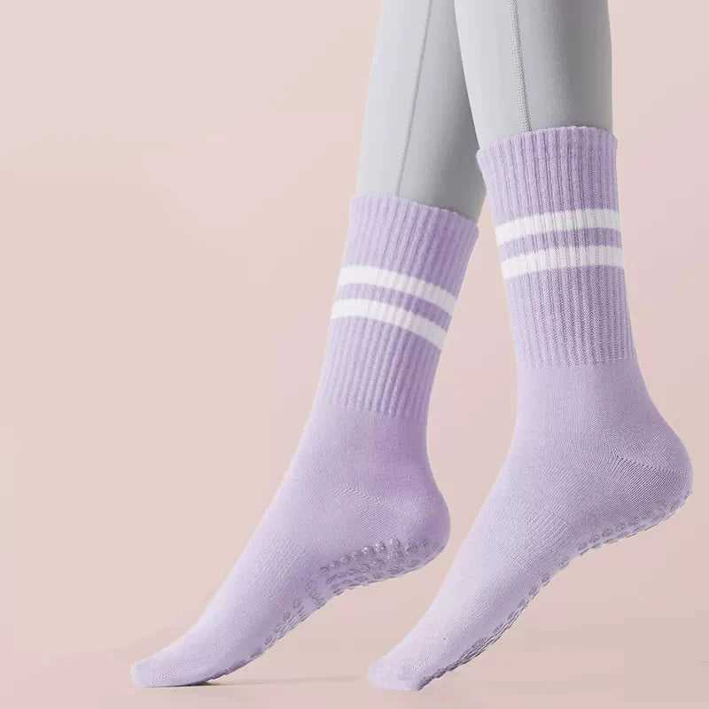2024 Yoga Non-slip socks Silicone Indoor Women Professional Fitness Socks gym Floor Dance Pilates Mid-tube Bottom Sports Socks Purple / EU35-40 - IHavePaws