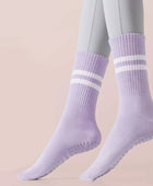2024 Yoga Non-slip socks Silicone Indoor Women Professional Fitness Socks gym Floor Dance Pilates Mid-tube Bottom Sports Socks Purple / EU35-40 - IHavePaws