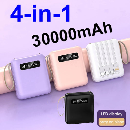 PowerFlow 4-in-1 Super Fast Charging Mini Power Bank - 30000mAh - IHavePaws