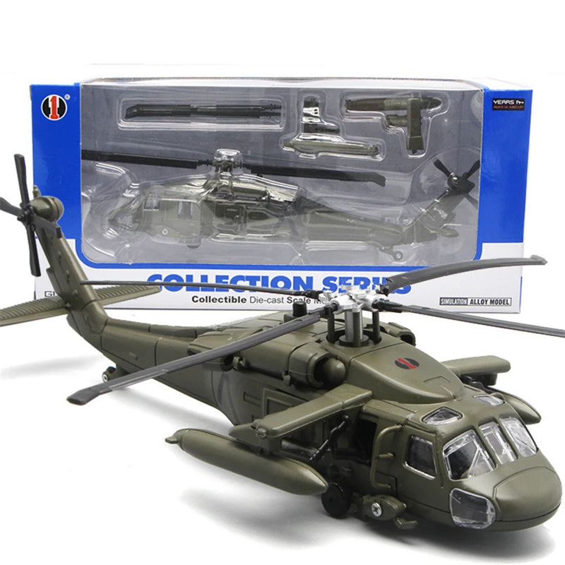 America Black UH-60 Hawk Utility Alloy Helicopter Airplane Model Simulation Metal Military Flying Model Sound Light Kid Toy Gift