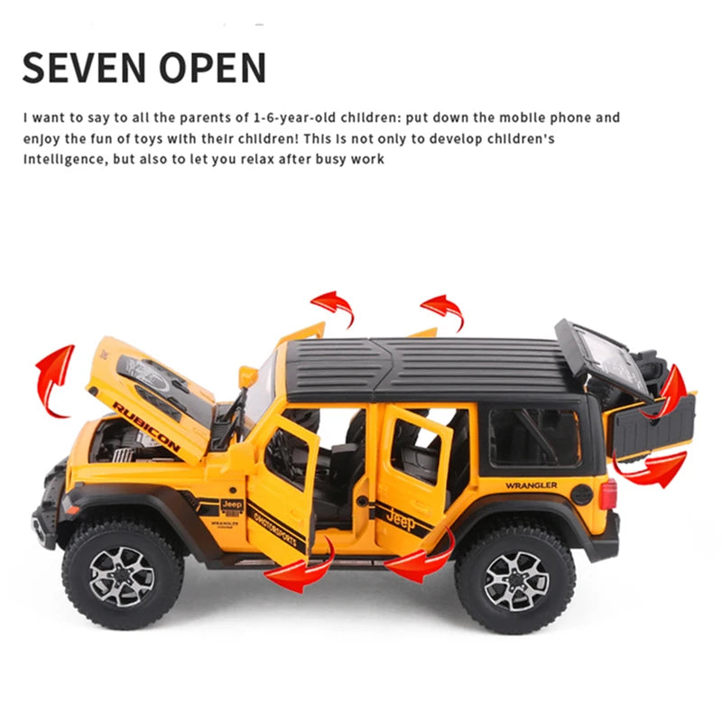 1:22 Jeep Wrangler Rubicon Alloy Car Model Diecasts Metal Off-road Vehicles Car Model Simulation Collection Childrens Toys Gift - IHavePaws