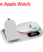 OmniCharge 4-in-1 Wireless Charging Stand with Light and Digital Clock White for iPhone - ihavepaws.com