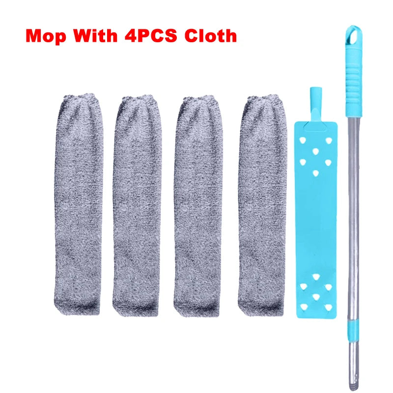 Long Handle Mop Telescopic Duster Brush Gap Dust Cleaner Bedside Sofa Brush For Cleaning Dust Removal BrushesHome Cleaning Tool Mop With 4PCS Cloth - IHavePaws
