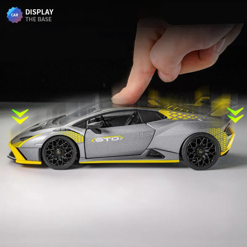1:24 Lamborghini HURACAN STO Alloy Sports Car Model Diecasts Metal Racing Vehicles Car Model Sound and Light Childrens Toys Gift - IHavePaws