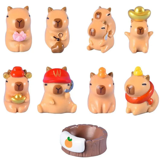 Resin Miniature Capybara Figurines Multicolor DIY Cartoon Capybara Statue Accessories Car Ornament Mini Animals Figurine - IHavePaws