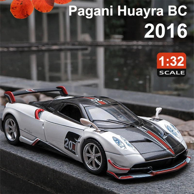 1:32 Pagani Huayra BC Alloy Sports Car Model Diecast Metal Toy Car Model Simulation Sound and Light Collection Children Toy Gift White - IHavePaws