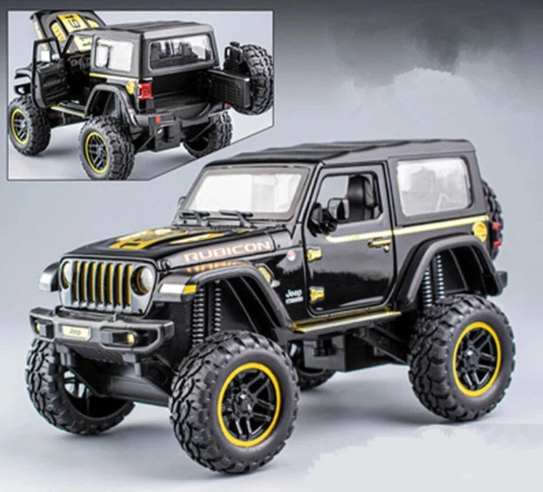 1:30 Jeep Wrangler Rubicon Alloy Car Model Diecast & Toy Metal Refit Off-road Vehicles Car Model High Simulation Childrens Gift B Black - IHavePaws