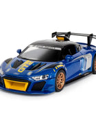 1:24 AUDI R8 GT2 Alloy Track Racing Car Model Diecast Metal Toy Sports Car Model Simulation Sound and Light Collection Kids Gift Blue - IHavePaws