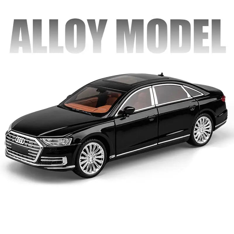 New 1:24 AUDI A8 Alloy Car Model Diecasts Metal Toy Luxy Vehicles Car Model Simulation Sound and Light Collection Childrens Gift Black - IHavePaws
