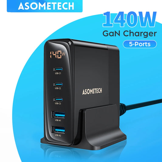 140W GaN Charger Desktop Fast Charger for Macbook Tablet USB Type C PD PPS AFC Charging Station for IPhone 14 13 Pro Max Samsung