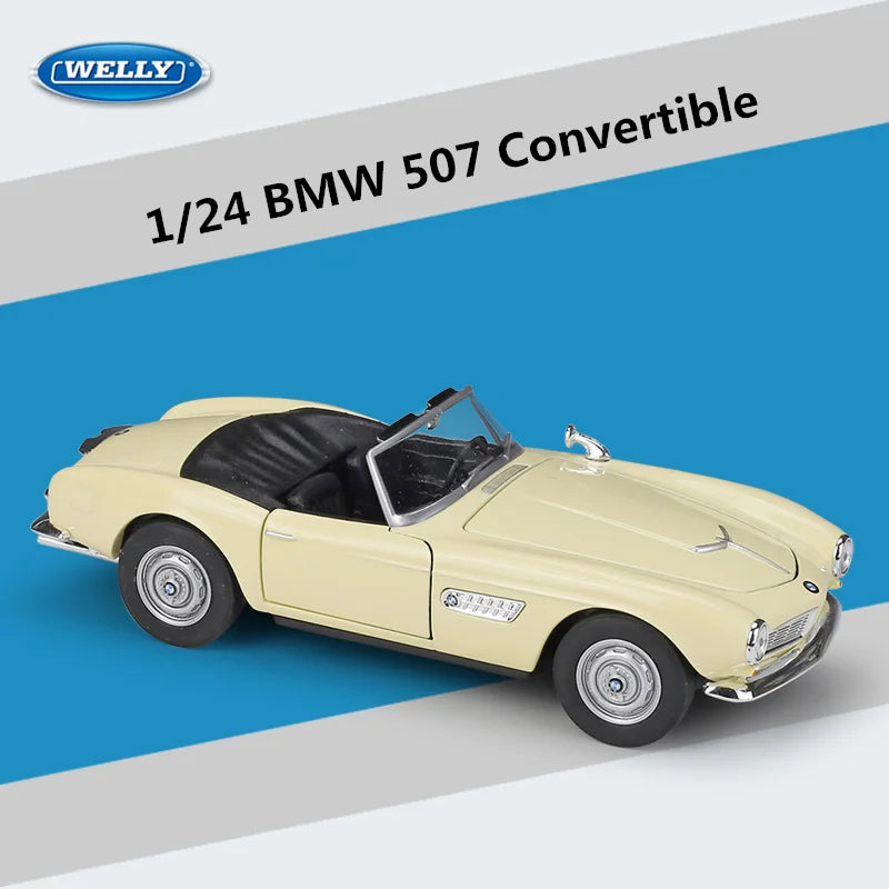 WELLY 1:24 BMW 507 Alloy Car Model Diecast Metal Classic Sports Car Vehicles Model High Simulation Collection Childrens Toy Gift Open Beige - IHavePaws