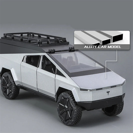 1/24 Tesla Cybertruck Pickup Alloy Camping RV Car Model Diecast Metal Toy Van Motorhome Touring Car Model Sound Light Kids Gifts - IHavePaws