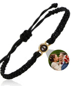 Projection Jewelry Classic Hand-Woven Ropes Custom Bracelets With Personalized Photos Suitable For Holiday Commemorative Gifts Black plus rose gold - IHavePaws