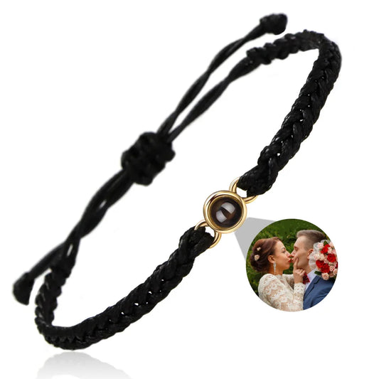 Projection Jewelry Classic Hand-Woven Ropes Custom Bracelets With Personalized Photos Suitable For Holiday Commemorative Gifts Black plus rose gold - IHavePaws