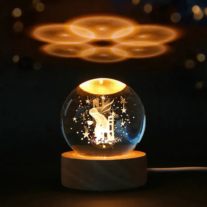 3D Crystal ball Planet Night Light - IHavePaws