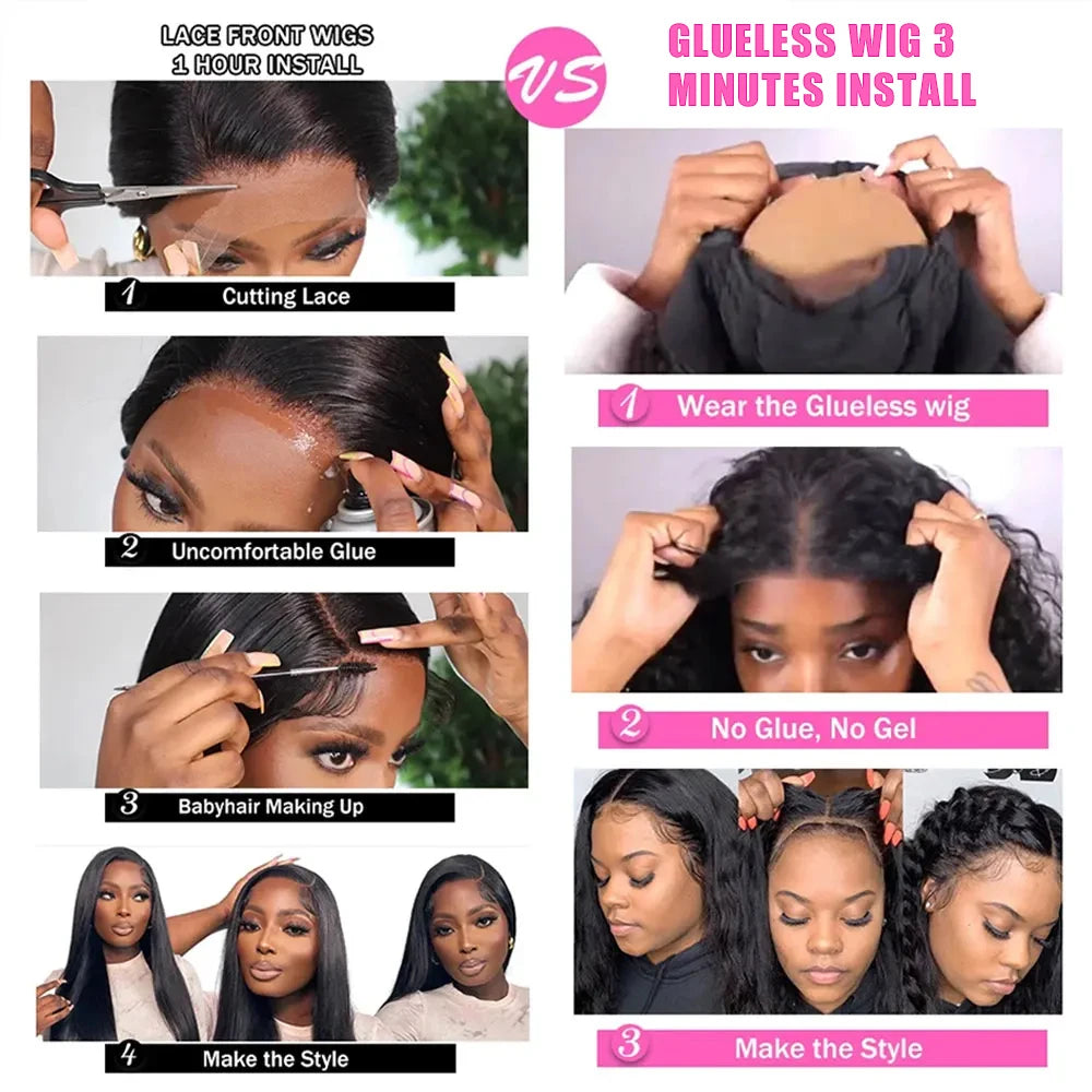 Easy and Go Glueless Wig Body Wave 6x4 5x5 Lace Closure Glueless Wig Human Hair Ready To Wear Pre Cut Pre plucked 13x4 Lace Wigs