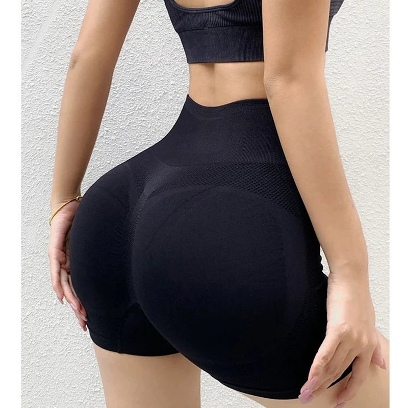New Seamless Tie Dye Push Up Yoga Shorts For Women High Waist Summer Fitness Workout Running Cycling Sports Gym Shorts Mujer Solid Black / M - ihavepaws.com