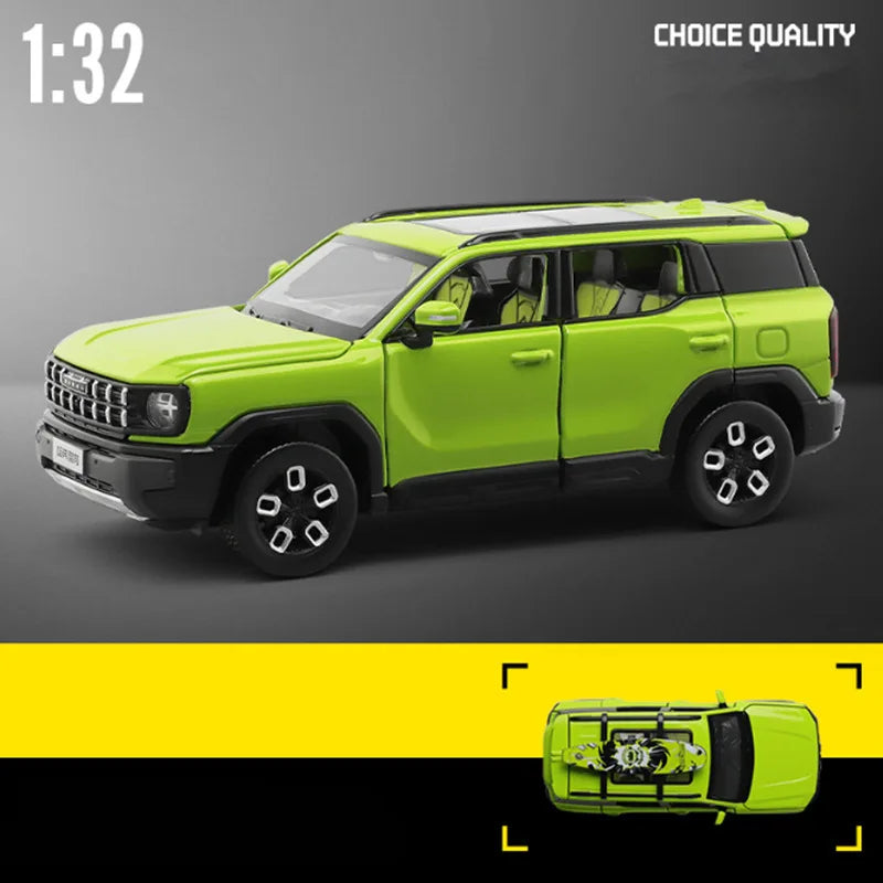 1:32 Haval X-DOG SUV Alloy Car Model Diecasts Metal Off-road Vehicles Car Model Simulation Sound Light Collection Kids Toys Gift Green - IHavePaws