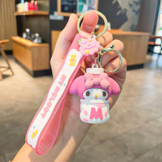 Sanrio Anime Action Figure Keychain Bag Pendant Hello Kitty Melody Kuromi Cinnamoroll Doll Pendant Couple Car Key Chain Kid Gift SLO 02 - ihavepaws.com