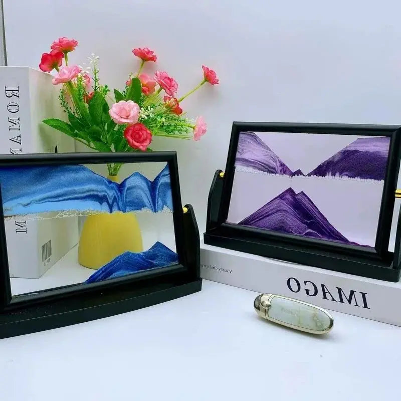 3D Rotatable Moving Sand Art Painting Square Glass Deep Sea Sandscape - IHavePaws