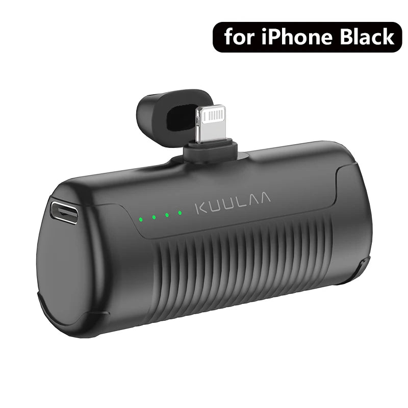 KUULAA Mini Power Bank 4500mAh - Portable Charger for iPhone 15/14/13/12 Pro Max & Samsung/Xiaomi - External Battery PowerBank For iPhone Black - IHavePaws