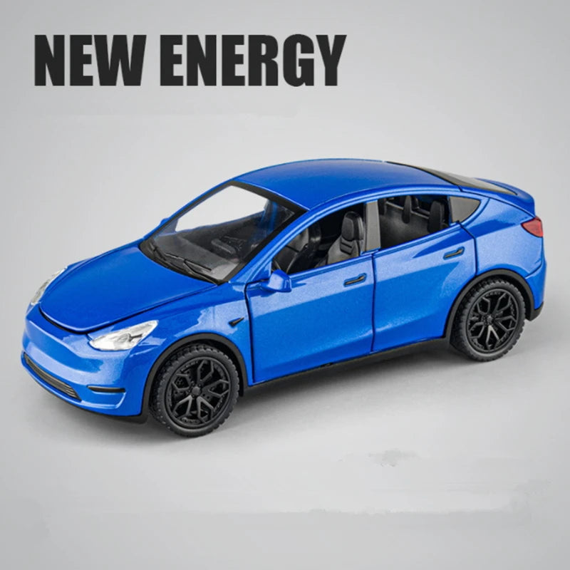 1:32 Tesla Model Y SUV Alloy Car Model Diecast Metal Vehicles Car Model Simulation Collection Sound and Light Childrens Toy Gift Blue - IHavePaws