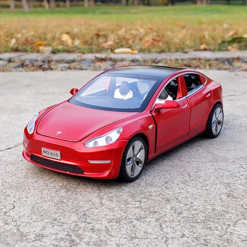 1:32 Tesla Model S 3 Alloy Car Model Simulation Diecasts Metal Toy Car Vehicles Model Collection Sound and Light Childrens Gifts Model 3 Red - IHavePaws