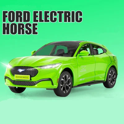 1:24 Ford Mustang Electric Horse Mach-E Alloy New Energy Car Model Diecast Metal Sports Car Model Sound and Light Kids Toys Gift Green - IHavePaws