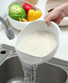 Rice Sieve Plastic Colander Kitchen Drain Basket with Handles Rice Bowl Strainer - IHavePaws