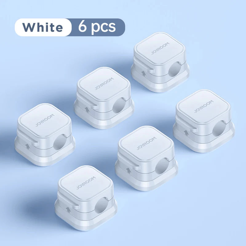 Joyroom Magnetic Cable Clips Cable Smooth Adjustable Cord Holder 6 Pcs White - IHavePaws