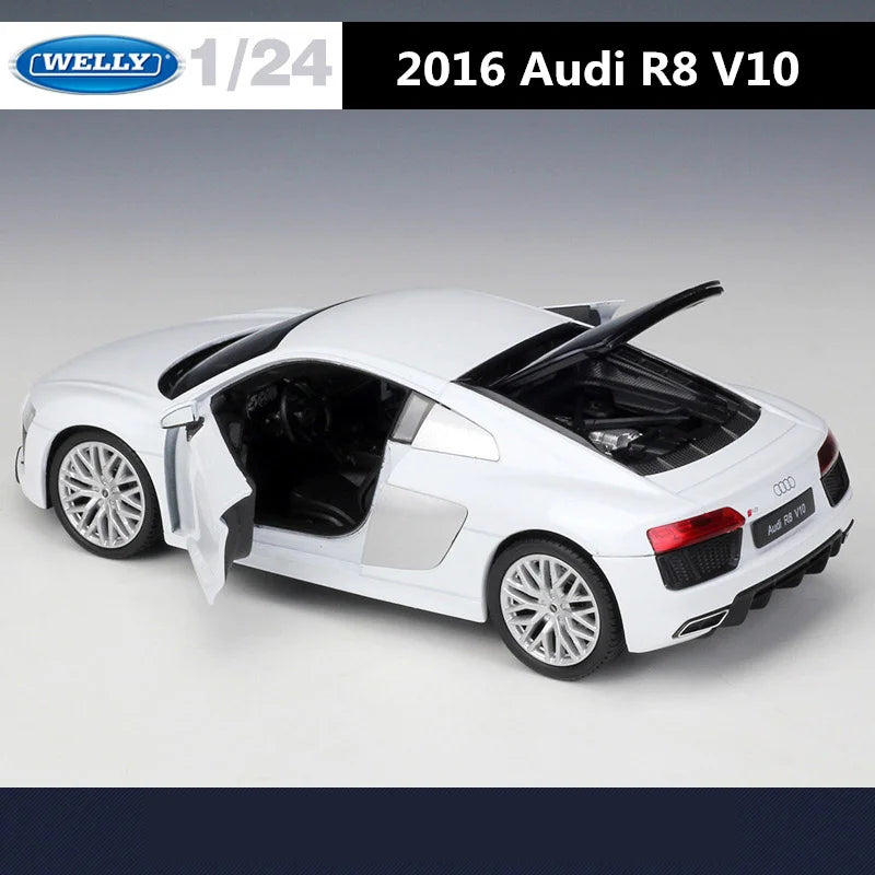 WELLY 1:24 Audi R8 V10 Alloy Sports Car Model Diecasts Metal Racing Car Vehicles Model Simulation Collection Childrens Toys Gift - IHavePaws