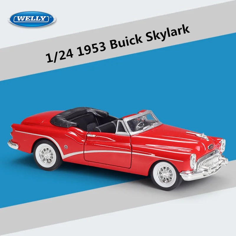 WELLY 1:24 1953 Buick Skylark Alloy Classic Car Model Diecasts Metal Sports Car Model High Simulation Collection Kids Toys Gifts Red - IHavePaws