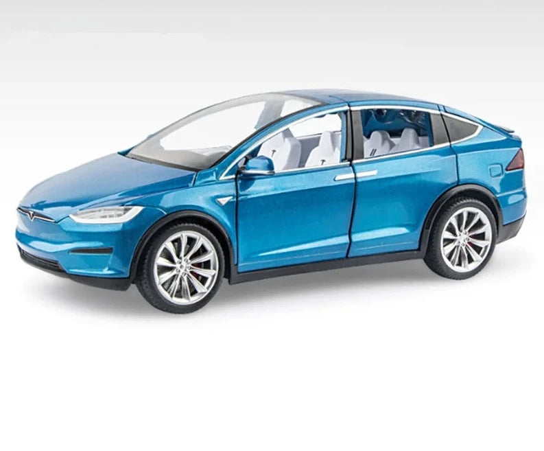 1:20 Tesla Model X Alloy Car Model Diecast Metal Toy Modified Vehicles Car Model Simulation Collection Sound Light Kids Toy Gift Blue B - IHavePaws