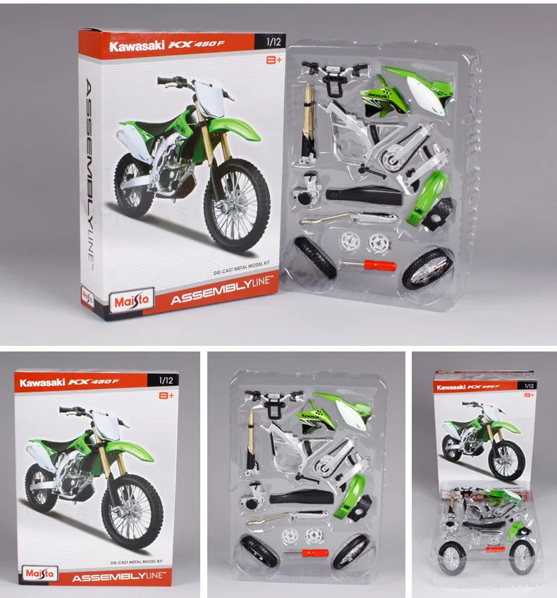 Maisto 1:12 Kawasaki KX450F Alloy Race Motorcycle Model Simulation Metal Street Cross-country Sports Motorcycle Model Green Assembly Version - IHavePaws