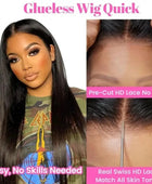 Glueless Straight 6x4 5x5 Lace Closure Pre Cut Lace Wig Brazilian Human Hair Transparent Lace Wigs Easy Wear Glueless Wigs 180%