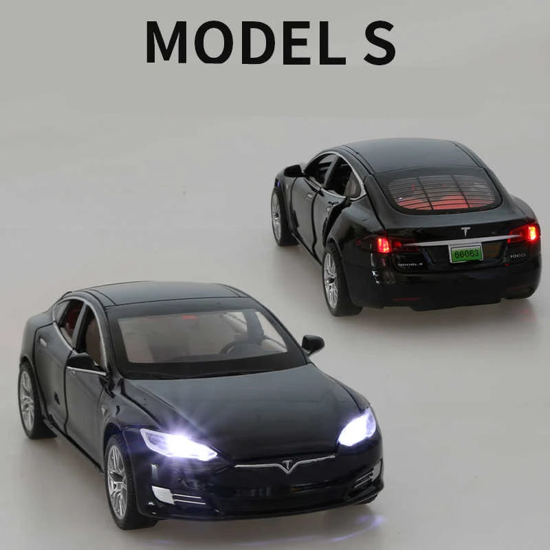 1:32 Tesla Model S Model 3 Alloy Car Model Simulation Diecast Metal Toy Car Vehicles Model Collection Sound Light Childrens Gift - IHavePaws