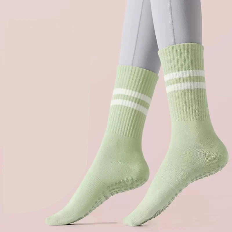 2024 Yoga Non-slip socks Silicone Indoor Women Professional Fitness Socks gym Floor Dance Pilates Mid-tube Bottom Sports Socks light green / EU35-40 - IHavePaws