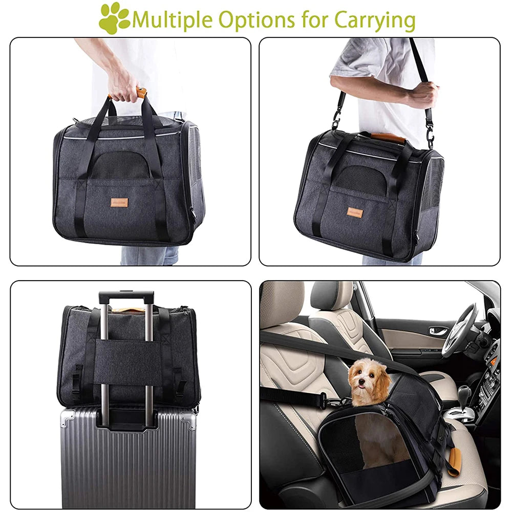 Portable Cat Handbag Soft Foldable Adjustable Shoulder Bag Small Pet Transportation Carrier for Dogs Traveling Airline Approved - IHavePaws