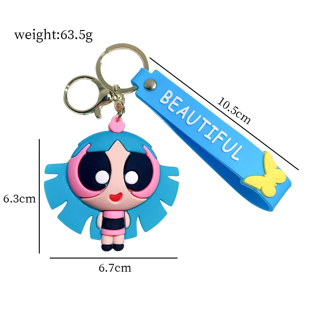 Cartoon anime The Powerpuff Girls Keychain Creative Handmade Car Keychain Pendant Luggage Accessories Gift Doll for Daughter - ihavepaws.com