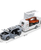 1/32 Alloy Trailer RV Car Model Diecast Metal Recreational Off-road Vehicle Truck Camper Car Model Sound and Light Kids Toy Gift C Gray - IHavePaws