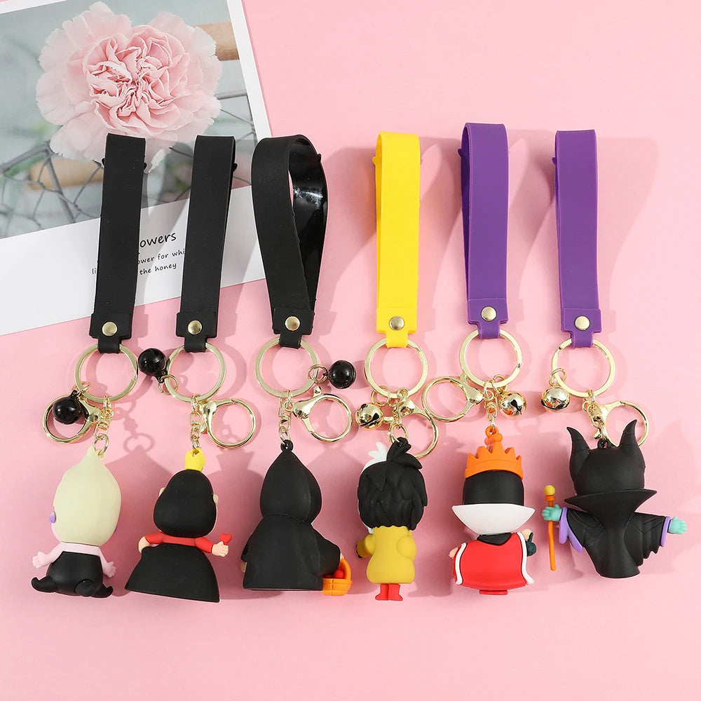 Anime Figure Villain Maleficent The Evil Queen Cruella Silicone Keychain Bag Key Ring Pendant Children Toy Birthday Gifts - ihavepaws.com