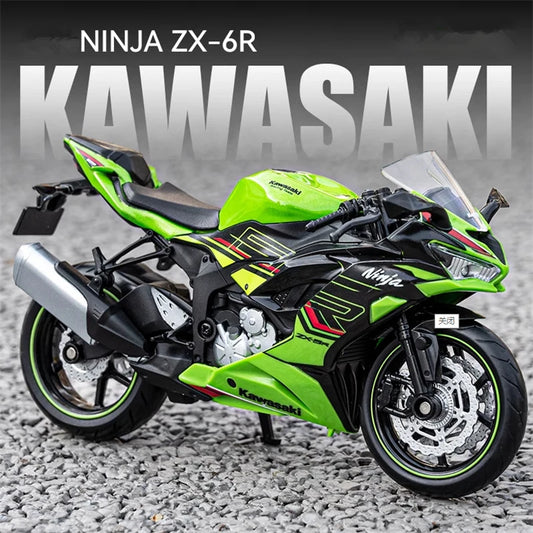 1/12 Kawasaki Ninja ZX-6R Race Cross-country Motorcycle Model Simulation Metal Street Motorcycle Model Collection Kids Toys Gift