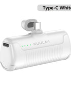 KUULAA Mini Power Bank 4500mAh - Portable Charger for iPhone 15/14/13/12 Pro Max & Samsung/Xiaomi - External Battery PowerBank Type-C White - IHavePaws