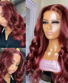 99J Burgundy Lace Front Wigs Human Hair Body Wave 13x4 13X6 HD Transparent Lace Front Wigs Human Hair Colored 180 Density