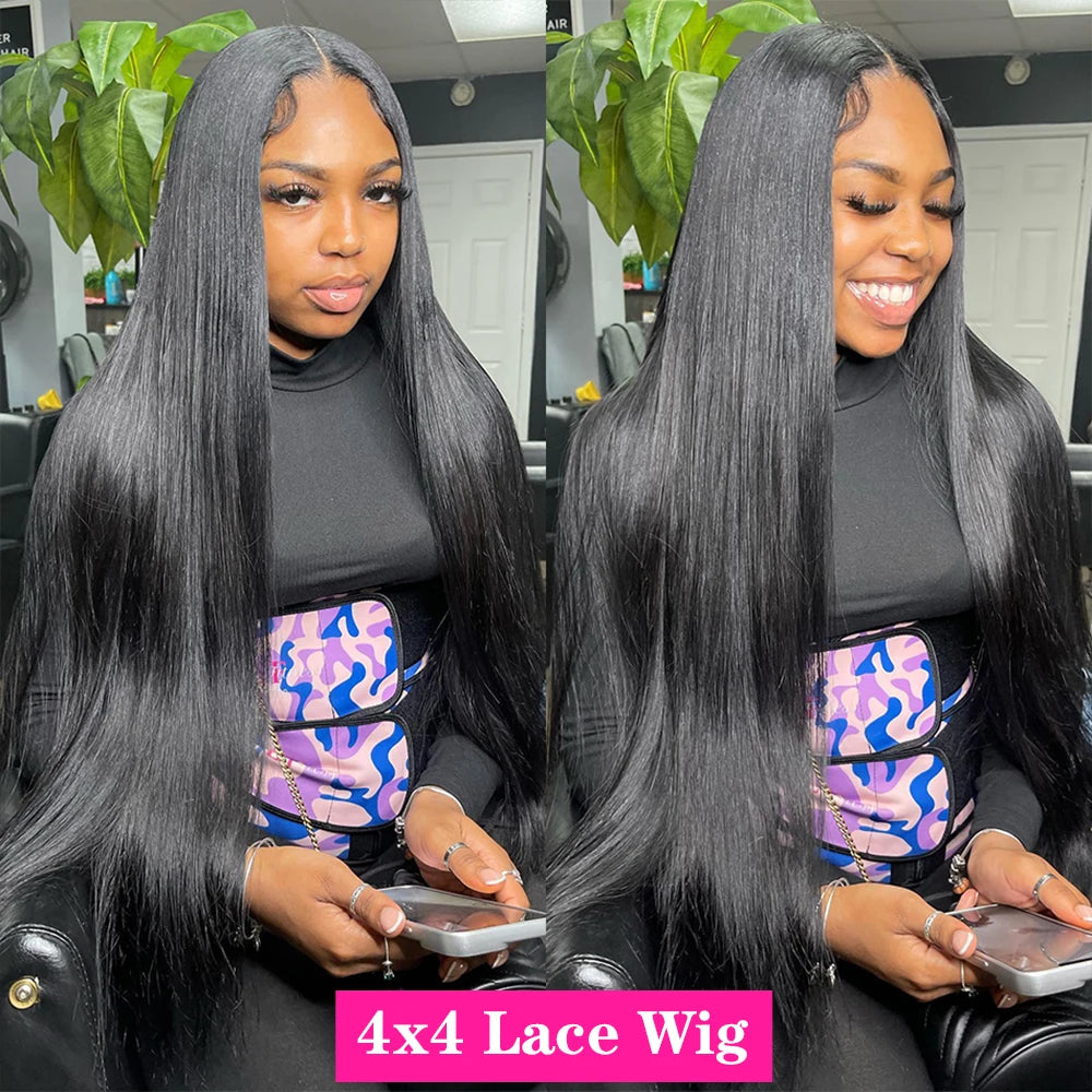 Transparent 360 Lace Frontal Wig 4x4 Lace Closure Wig Straight 13x6 13x4 Lace Front Human Hair Wigs For Women 30 32 34Inches