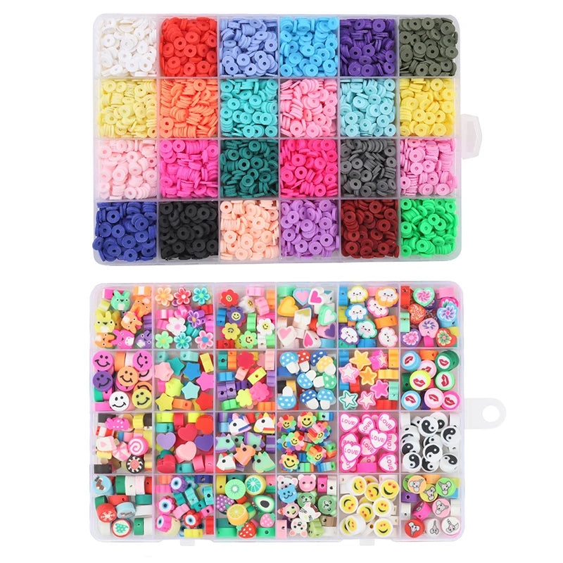 2 Box 24 Rainbow Color Clay Beads Bracelet Making Kit for Jewelry Making Letter Beads Accessories Kit DIY Handmade Supplies Kit 4-3840pcs - IHavePaws