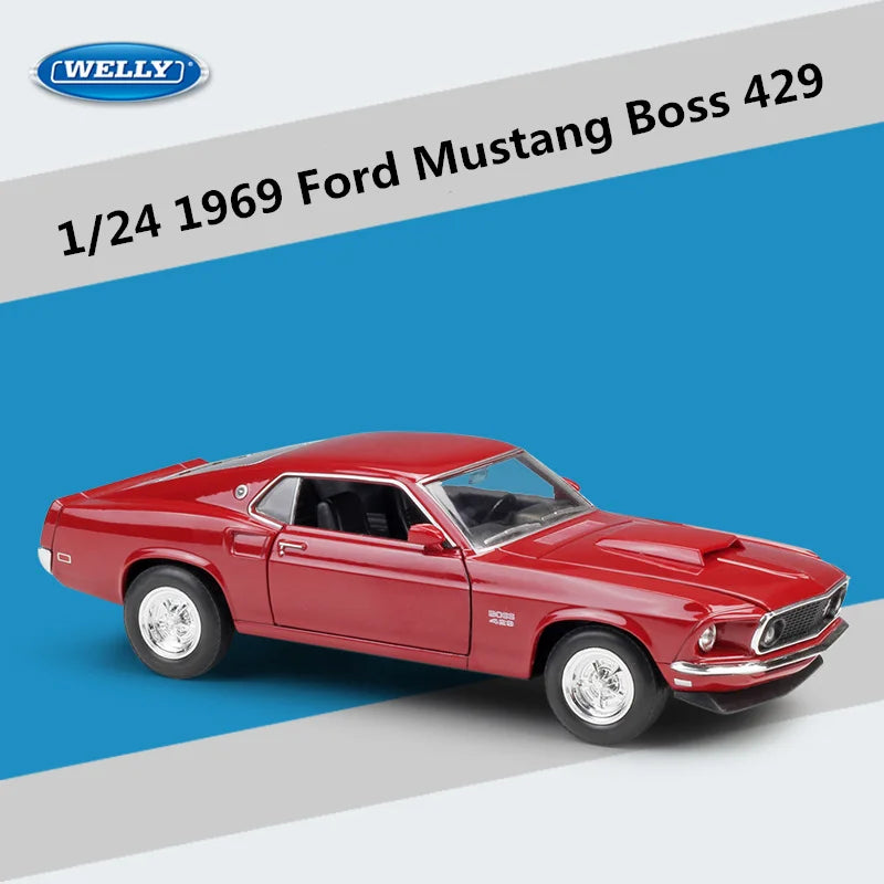 WELLY 1:24 Ford Mustang Boss 429 Alloy Sports Car Model Diecasts Metal Toy Classic Vehicles Car Model Simulation Childrens Gifts Red - IHavePaws