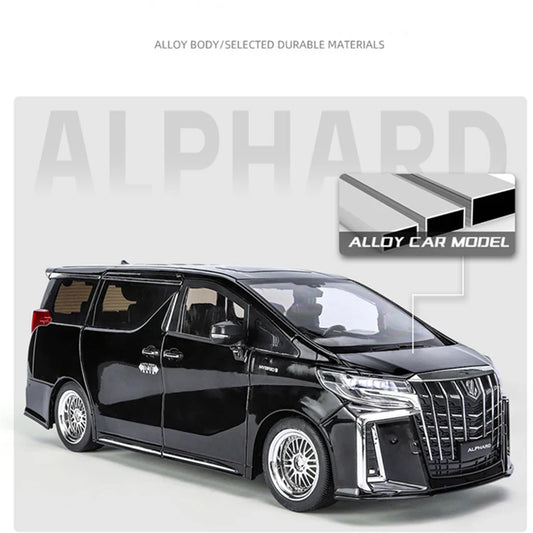 New 1/18 Toyota Alphard MPV Alloy Car Model Diecast Metal Toy Commercial Vehicles Car Model Simulation Sound and Light Kids Gift
